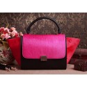 Copy Celine Trapeze tote Bag 3342 in Black/Brown/Coffee Original Leather with Horse Hair VS06970