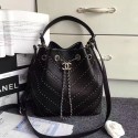 Copy Chanel Stud Calfskin Bucket Bag Black A93598 VS08022