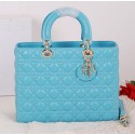 Copy Christian Dior CD9603 Light Blue Sheepskin Small Lady Dior Bag Gold VS04115