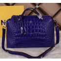 Copy Fendi Fall Winter 2015 Tote Bags Croco Leather F2351 Violet VS05558