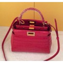 Copy Fendi mini Peekaboo Bag Croco Leather F520885 Rose VS05013