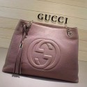 Copy Gucci Soho Leather Shoulder Bag Black Antique Rose 308982 VS07310
