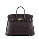 Copy Hermes Birkin 35CM Tote Bag Dark Brown Ostrich Leather H6089 Gold VS07658