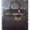 Copy Hermes Birkin 35CM Tote Bag Litchi Leather HB35GL Black VS07039