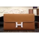 Copy Hermes Constance Long Wallets Original Leather HA909 Wheat VS09528