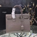 Copy Large Saint Laurent Baby Sac De Jour Bag in Grey Croco Leather Y12131 VS04807