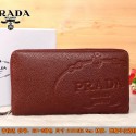 Copy Luxury Prada Grainy Leather Clutch P2212 Brown VS00078