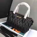 Copy Miu Miu Matelassse Nappa Leather Top Handle Bag Black 5BB020 VS02075