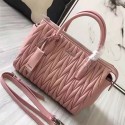 Copy Miu Miu Matelassse Nappa Leather Top Handle Bag Pink 5BB003 VS01272