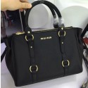 Copy miu miu Top Handle Bag Sheepskin Leather M6809 Black VS03199
