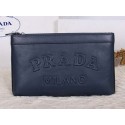 Copy Prada Grainy Leather Clutch P2242 Blue VS09861