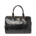 Copy Prada Import Original Burnished Leather Two Handle Bag BN0822 in Black XZ VS00640