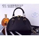 Copy PRADA Litchi Leather Top Handle Bag BN0123 Black VS06477