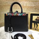 Copy Quality Fendi 2Jours Petite Studded Tote Bag Black FB1753 VS07140
