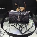 Copy Saint Laurent Shoulder Bag in Black Croco Leather 354117 VS04207