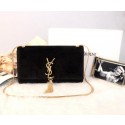 Copy YSL Monogramme Cross-body Shoulder Bag Suede Leather Y311214 Black VS02365