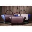 Designer Celine Trapeze tote Bag 3342 in Wine Red Original Leather with Yellow thread VS07468