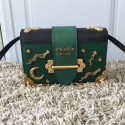 Designer Copy Prada Cahier Bag Green with Star and Moon Appliques 1BD057 VS04748
