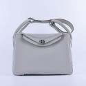 Designer Hermes Lindy 30CM Grainy Leather Shoulder Bag H6207 Grey VS08326