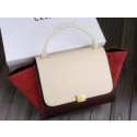 Designer Imitation Celine Trapeze Bag Suede Leather C3342 OffWhite&Burgundy VS00378