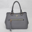 Designer Knockoff PRADA Echt Leder Tasche Handbag BN2793 Vitello Daino in Grey Original Clafskin Leather XZ VS03379