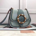 Designer Miu Miu Goat Leather Shoulder Bag Blue 5BD034 VS00922