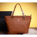 Designer Prada Calfskin Leather Tote Bag BN3814 Wheat VS06858