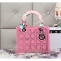 Dior Calfskin Leather Lady Dior Bag CD6616 Pink VS03146