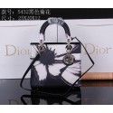 Dior Chrysanthemum Leather Lady Dior Bag D5432 Black VS09412