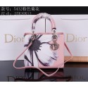 Dior Chrysanthemum Leather Lady Dior Bag D5432 Pink VS02357