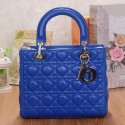 Dior Lady Dior Bag Blue Sheepskin Leather S805 Silver VS05171
