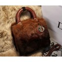 Dior mini Diorissimo Bag Cony Hair D2015 Brown VS07953