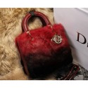 Dior mini Diorissimo Bag Cony Hair D2015 Red&Black VS02546