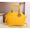 Dior Panarea Sheepskin Leather Tote Bag CD0699 Yellow VS04484