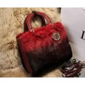 Dior Small Diorissimo Bag Cony Hair D2016 Red&Black VS09254
