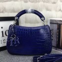 Fake 1:1 Dior Dune Flap Bag Blue Croco Leather D41110 VS02574