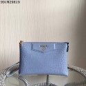 Fake Best Prada Croco Leather Clutch PD991 SkyBlue VS01281