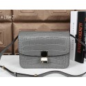 Fake Celine Classic Box Small Flap Bag Croco Leather C3118 Grey VS06312
