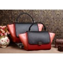 Fake Celine Trapeze tote Bag 3342 in Black/Brown/Coffee Original Leather VS08844