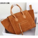 Fake Cheap Celine Luggage Phantom Tote Bag Suede Leather 3341 Wheat VS01124