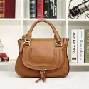 Fake Chloe Marcie Medium Leather Satchel Bag Brown 20716 VS07927