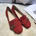 Fake Copy Gucci Suede Ballet Flat Red 453373 VS00664