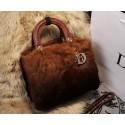 Fake Dior Small Diorissimo Bag Cony Hair D2016 Brown VS01929