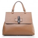 Fake Gucci Bamboo Daily Leather Top Handle Bag 370830 Apricot VS01528