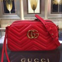 Fake Gucci GG Marmont Matelasse Shoulder Bag Red Original Leather 447632 VS03186