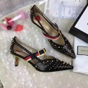 Fake Gucci Metallic Studded Pump Black 452145 VS03057