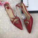 Fake Gucci Sheep Leather Pump Burgundy 580117 VS04018