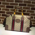 Fake Gucci Soft GG Supreme Duffle Bag with Web Brown 459311 VS06626