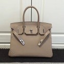Fake Hermes Birkin 30 Tote Bag in Light Grey Swift Leather HB1220 VS02022