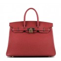 Fake Hermes Birkin 35CM Tote Bag Red Grainy Leather H-35 Gold VS06187